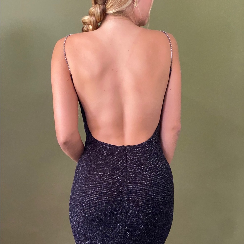 Vintage 1990s glitter cocktail dress,black, rhinestone strap detail.